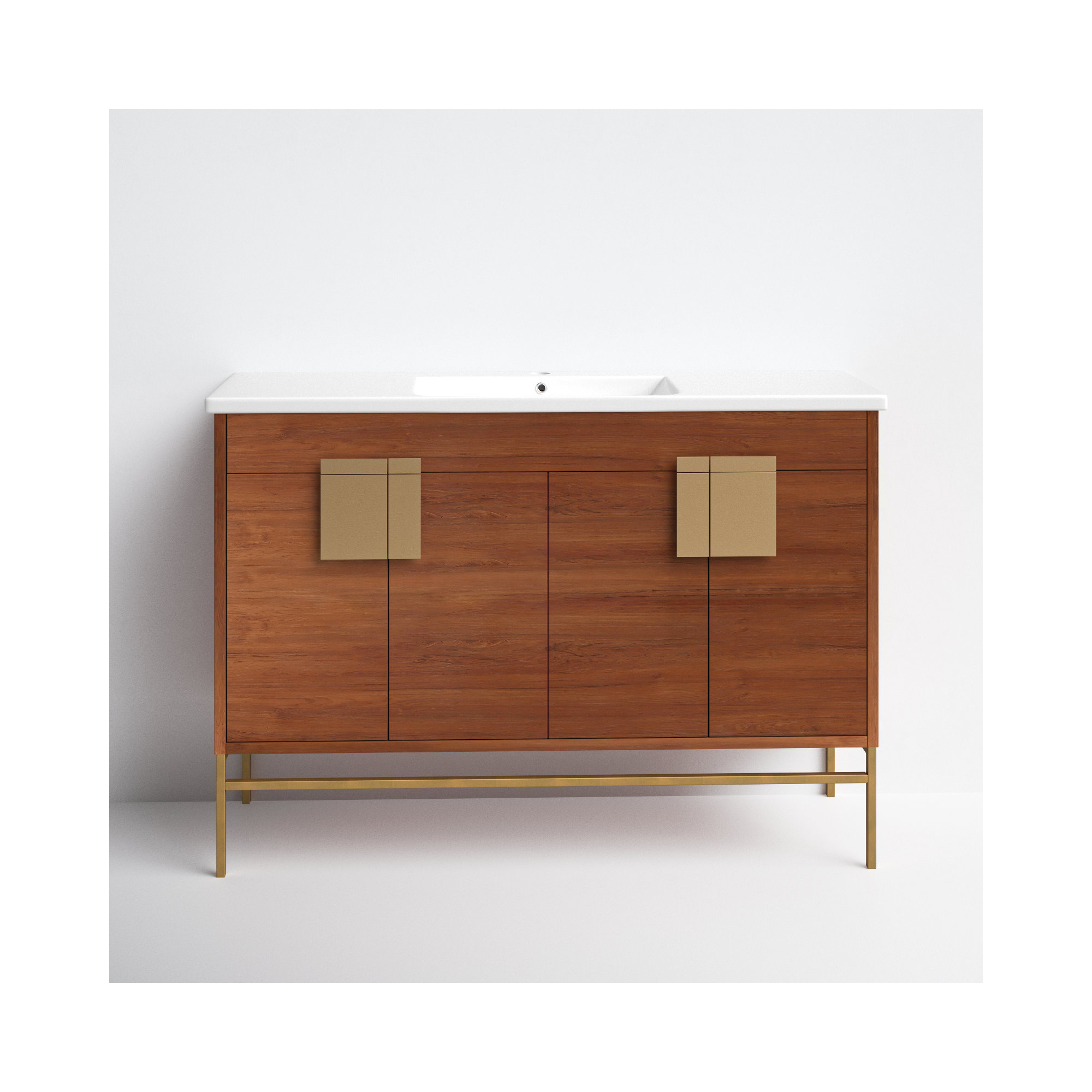 Maisie 48'' Single Bathroom Vanity, Walnut, Satin Brass