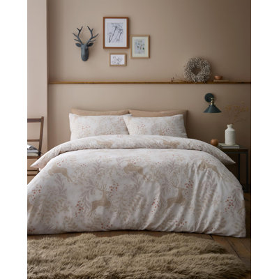 Portfolio Home Winter Stags Duvet Cover Set Animal Print Duvet Cover with Pillowcases