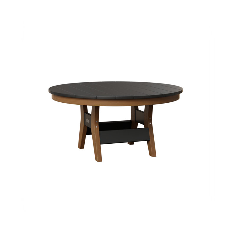 Harbor Outdoor Round Coffee Table, Black, Natural Teak