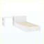 Lit plateforme moderne double avec bureau et rangements intégrés, tête de lit large, tiroirs au pied du lit, étagères latérales, lit blanc pour enfants et adolescents