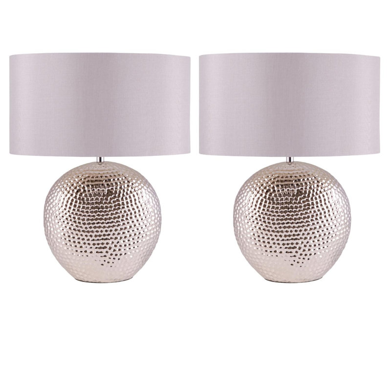 Malupo Metal Table Lamp, Polished Chrome, Grey