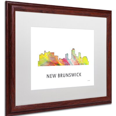 New Brunswick NJ Skyline WB-1"" by Marlene Watson Framed Graphic Art -  Trademark Fine Art, MW0396-W1620MF