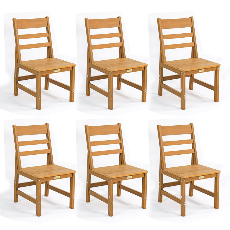 Chaises de salle à manger de patio en PEHD résistant aux intempéries avec design à lattes imitation bois, capacité de 159 kg