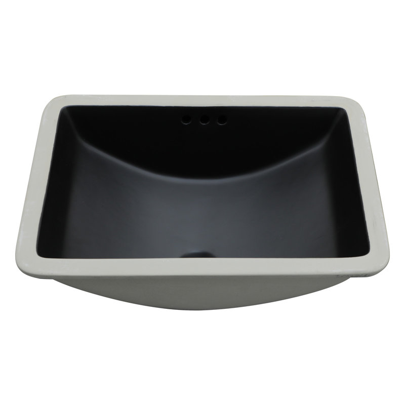 21"X14.75" Black Ceramic Undermount Bathroom Sink With Overflow