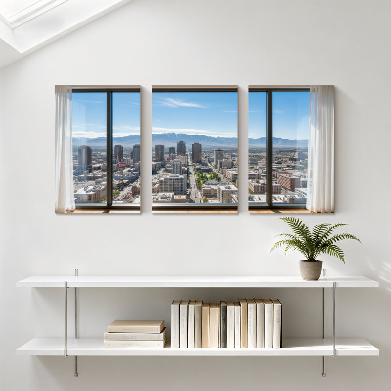 Ensemble de 3 impressions d'art sur toile, paysages et paysages urbains, H 18 po x l 36 po