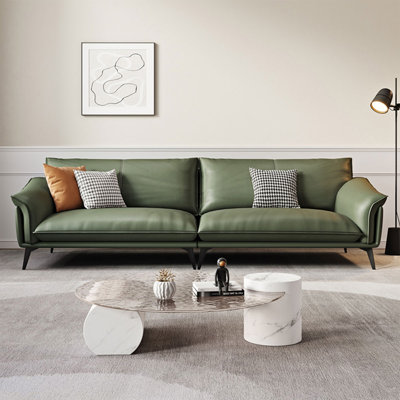 Green Genuine Leather Modular Sofa cushion couch