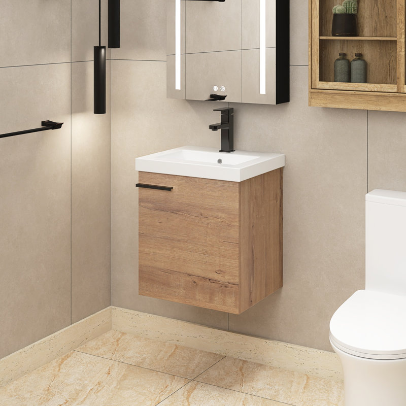 Leathan 18'' Single Bathroom Vanity with Ceramic Top