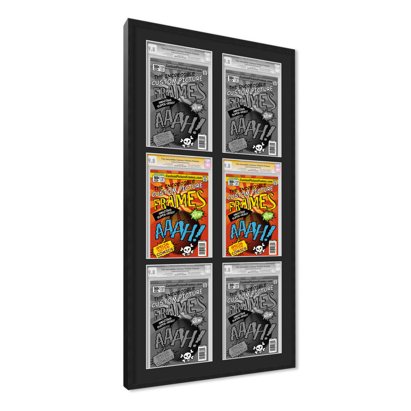 Wood Picture Frame with Mat, 8.125" x 13", 20.75" x 44.5", Black/Black