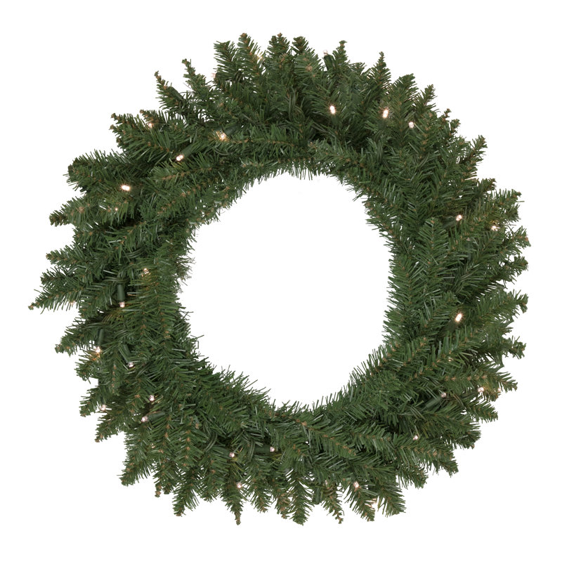 32-Inch Pre-Lit Pine Artificial Christmas Wreath with Warm White LED Lights