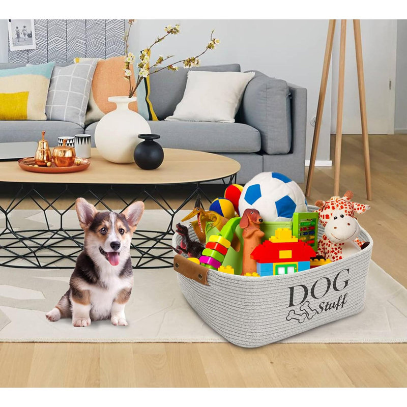 Square Dog Toy Basket Storage Cotton Rope Storage Basket Pet/Pet Toy And Accessory Storage Bin Doy Toy Box