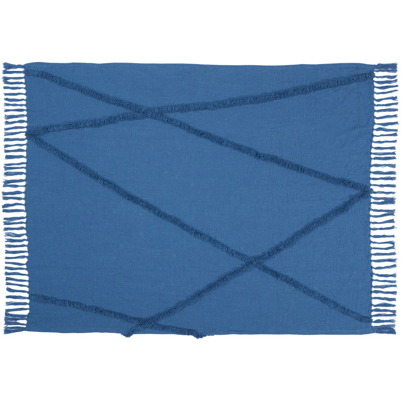 Jeté 100% coton Ruzmira, Bleu
