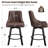 Swivel Bar Stool of 1 / 2, 24" Counter Height Bar Stool with Back, PU Leather Upholstered Counter Stool with Solid Wood Legs for Kitchen, Home Bar-395118672-394818102