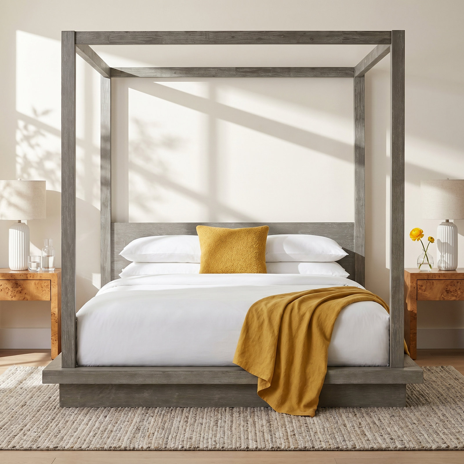 Monae Solid Wood Panel Bed, Full