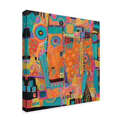 'My Happy Place Abstract Modern' Acrylic Painting Print on Wrapped Canvas