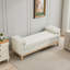 Banc de lit rembourré 66,34 po avec cadre en bois naturel et coussins décoratifs ivoire Boucle
