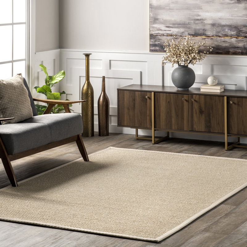 Tapis en sisal et en laine véritables brun clair, Rectangle 9 pi x 12 pi