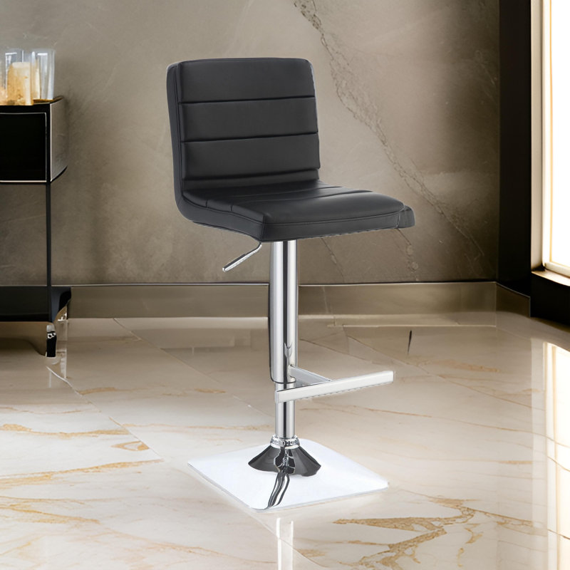 Set Of 2 Adjustable Height Bar Stools, Black