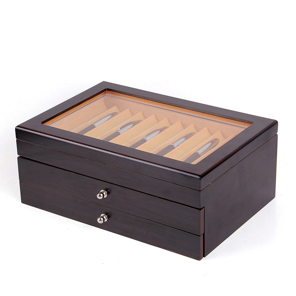 3 Layer Wood Display Case Holder Storage Collector Organizer Box 34 Fountain Pen Latitude Run® 