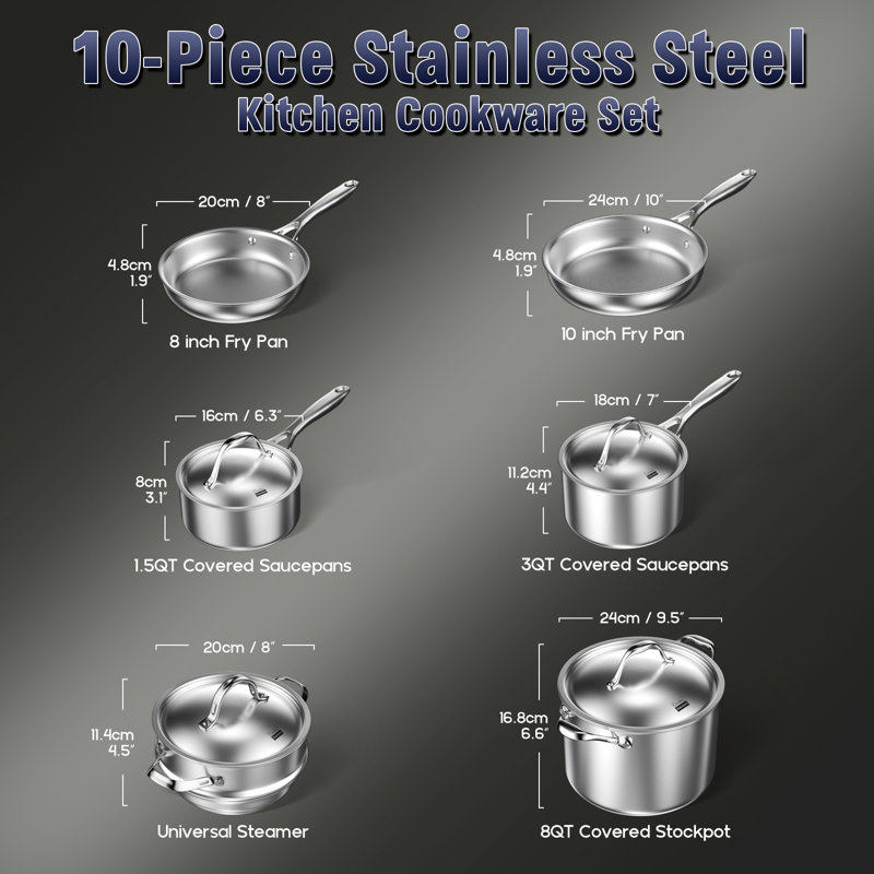 10 - Piece Stainless Steel Cookware Set