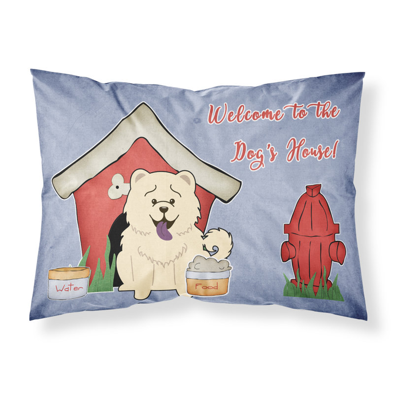 Taie d’oreiller chien house, Chow Chow blanc