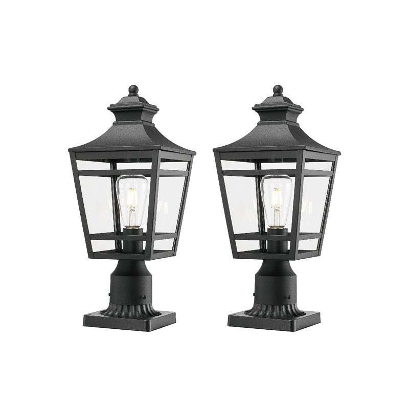 Grand lampadaire d'extérieur, lampadaire en aluminium imperméable 18,1 pouces avec verre transparent, éclairage de terrasse pour poteau de clôture pour jardin, patio, sentier (paquet de 2)