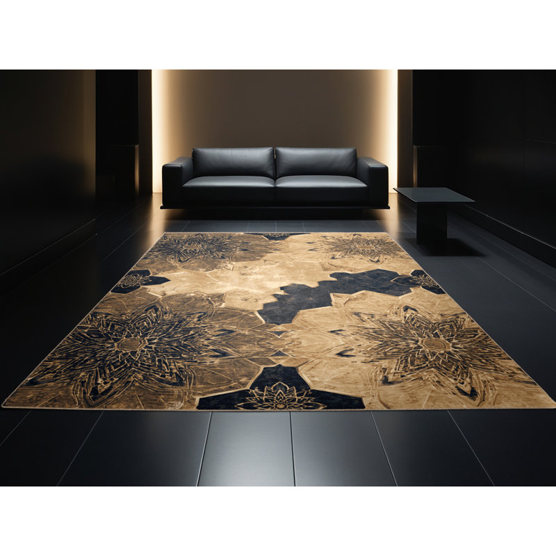 Tapis marocain orné de couleurs glamour lavables à la machine en brun Melton, 4 x 6