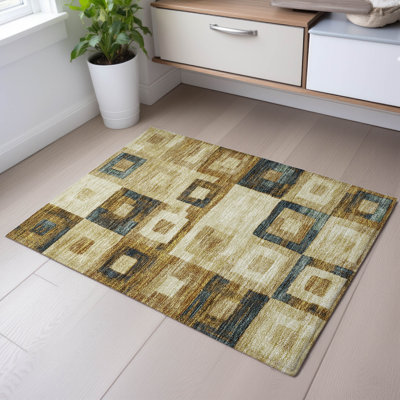 Premium Machine Washable Ducote AMF1142 Geometric Rug