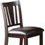 Chaises modernes à hauteur de comptoir, 2, siège en similicuir brun noyer, bois d'hévéa, coussin de chaises de salle à manger uni transitionnel