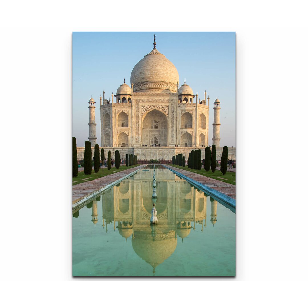 Leinwandbild Taj Mahal mit Spiegelung im Wasser