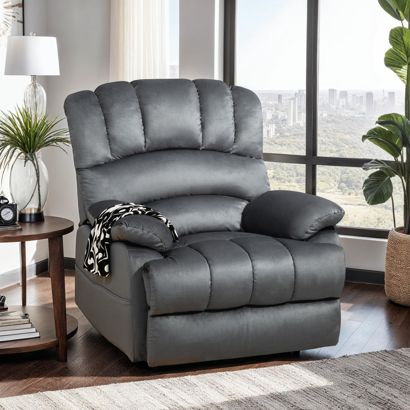Fauteuil inclinable manuel surdimensionné avec inclinaison à 155 °, Gris