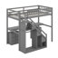 Structure de lit mezzanine simple avec escalier de rangement, bureau, commode à 2 tiroirs avec tiroir, DEL-1099629170