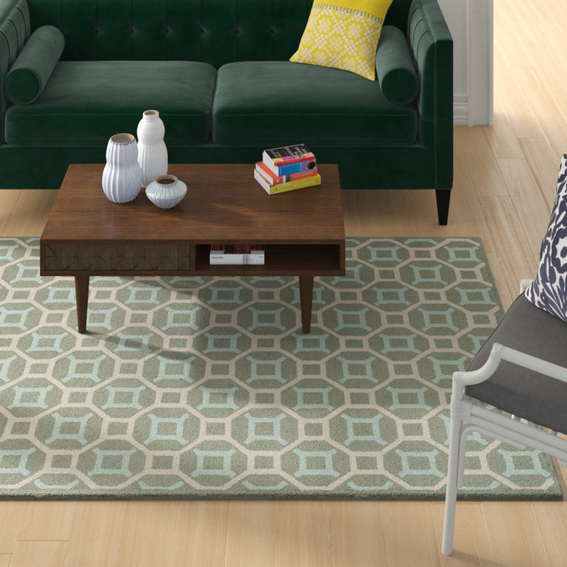 Sheeran Newport Hand Hooked Cotton Pile Geometric Rug, Rectangle 7'9" x 9'9"