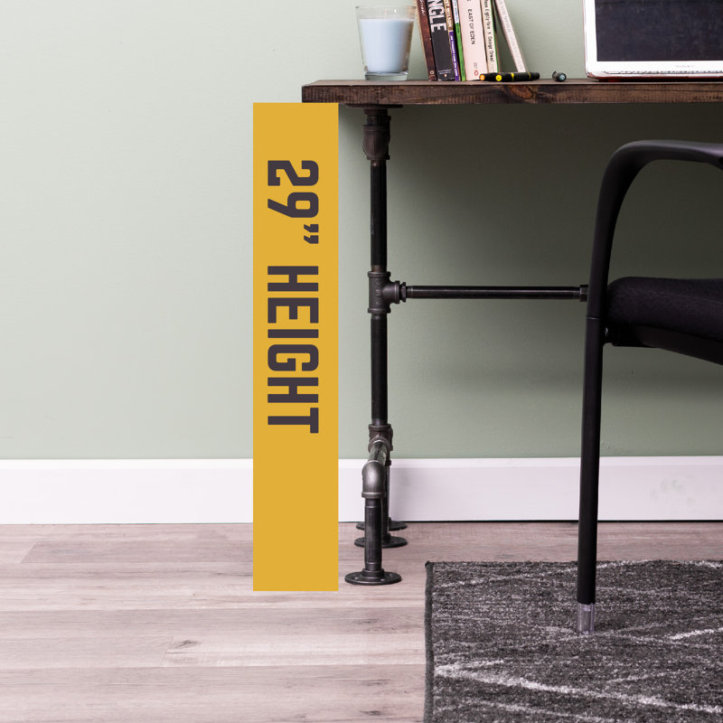 Heavy Duty Industrial Black Steel Pipe "M" Design Desk Kit