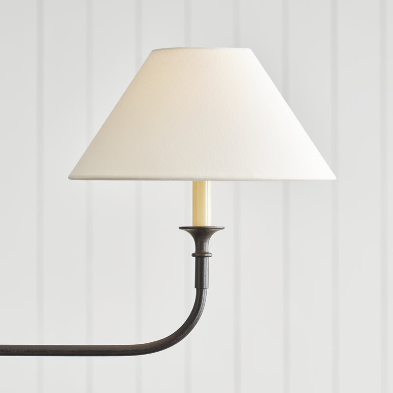 Thomas OBrien Piaf Large Two Light Linear Pendant, Aged Iron/Ebonized Oak