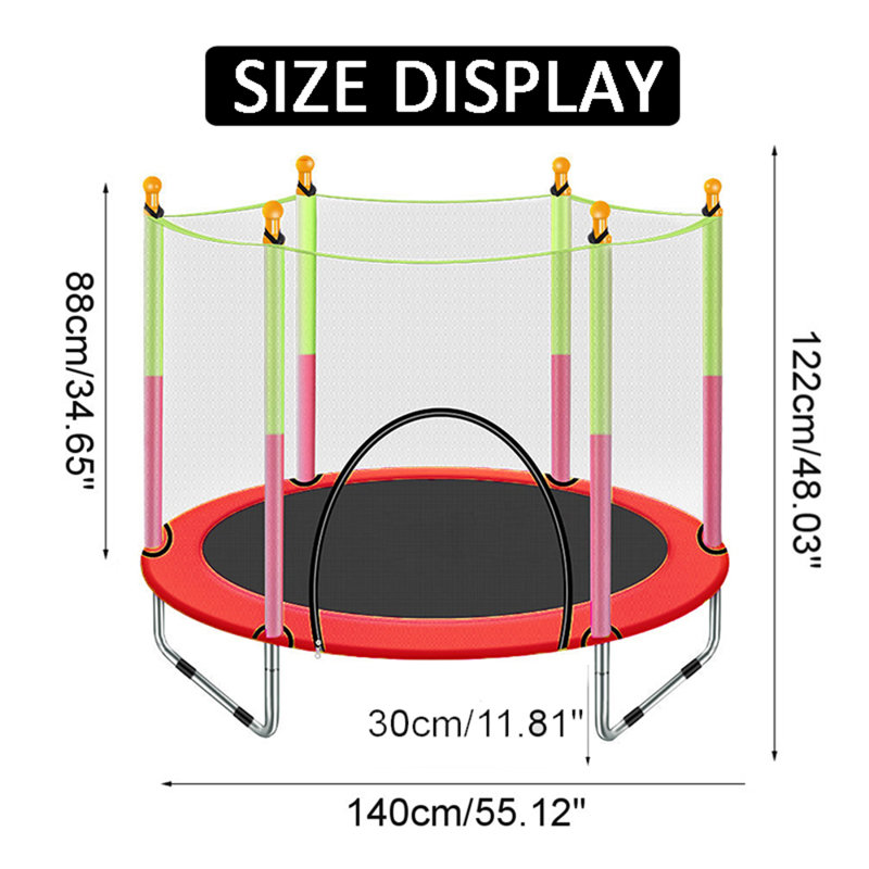 KingSo Round Backyard Trampoline with Safety Enclosure, Red