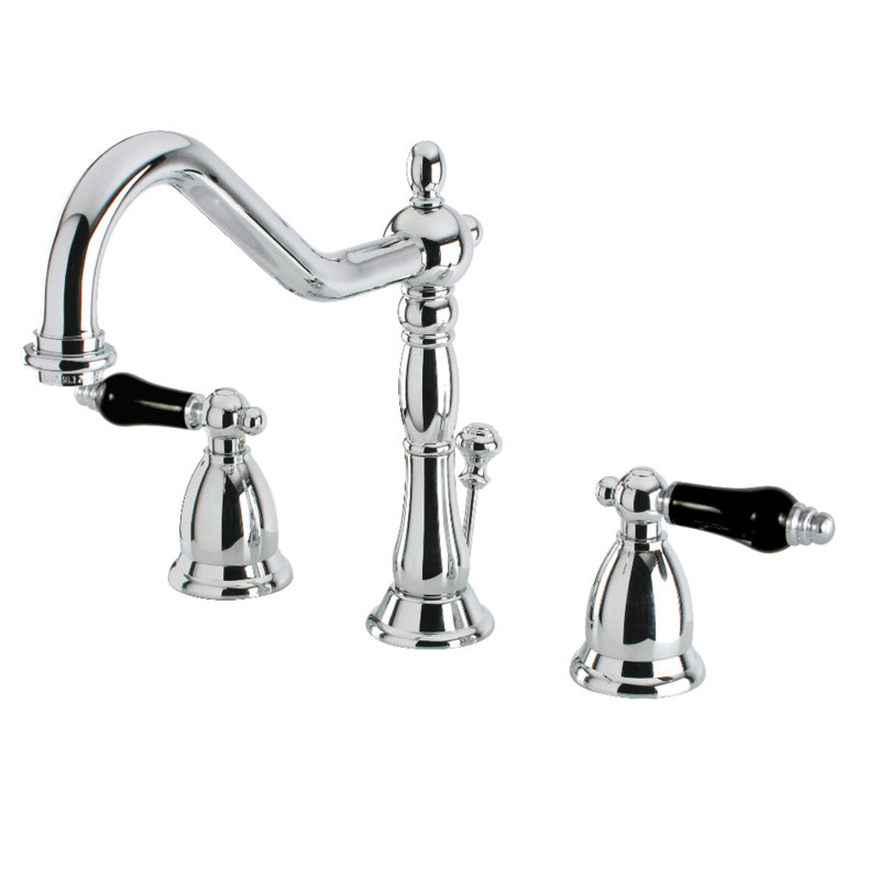 Kingston Brass Duchess Two-Handle 3-Hole Deck Mount Widespread Bathroom Faucet with Brass Pop-Up Drain, Chrome