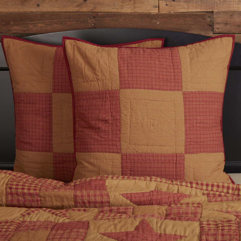 Patchwork Red and Beige Cotton Euro Sham for Kids