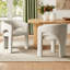 Modern Upholstered Arm Dining Chairs With Curved Frame