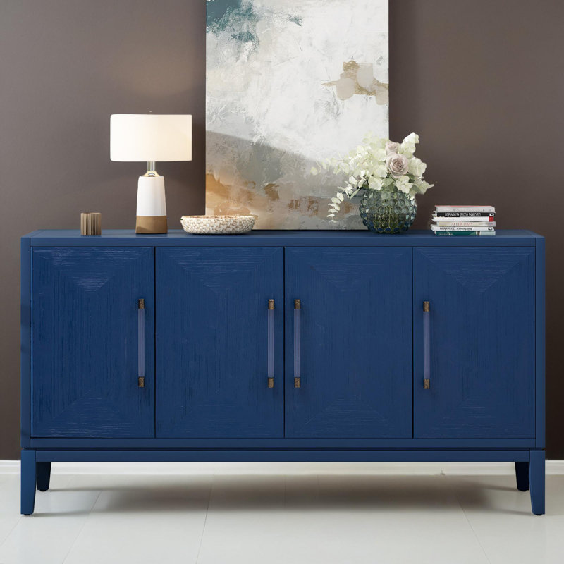 Console de rangement en bois, Bleu marine