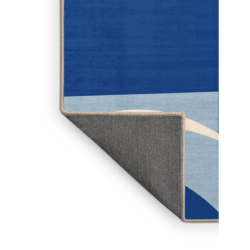 Tapis beige moelleux et doux à motif de dômes bleu Queanbeyan Santorini, 5 x 8