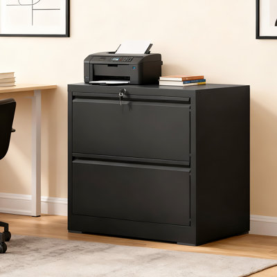 2-Drawer Lateral Filing Cabinet, Compact Wide Storage with 110lbs Capacity, Full-Extension Drawers & Safety Lock by Inbox Zero