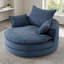 Fauteuil demi-tonneau pivotant sur 360 ° en velours côtelé bleu doux pour salon et chambre à coucher-831197904