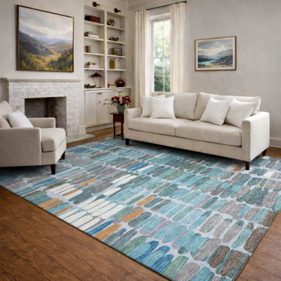 Premium Machine Washable Mayfield AMF2349 Abstract Rug