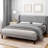 Platform Bed Frame With Upholstered Wingback Headboard, No Box Spring Needed-723876567-723876565
