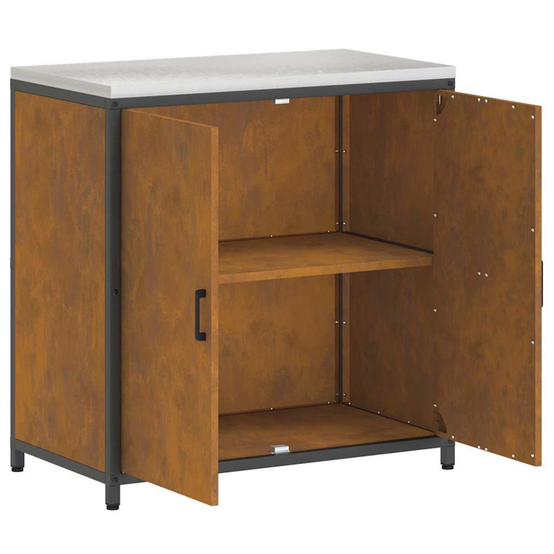  Kitchen Storage Cabinet With Shelf Rusty Weathering Steel