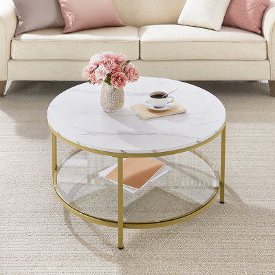 Table basse ronde avec rangement Aubra