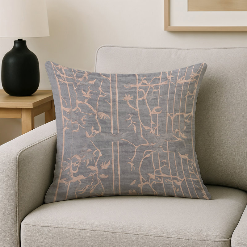 Coussin décoratif intérieur et extérieur Modern, Beige abstrait 19, Carré 16 po