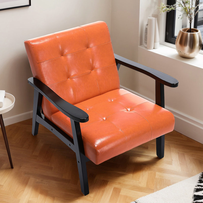 Deveral Faux Leather Armchair, Solid, Orange Solid