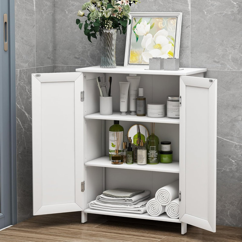 Armoire de salle de bain avec tablette réglable, armoire de rangement autoportante