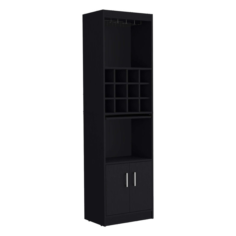 Pantry Cabinet with Shelves, Doors, Black